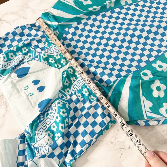 Celina Moon Queen of Hearts Blue Teal Puff Sleeve Midi Dress Women’s Size Medium - Picture 11 of 12